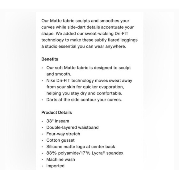 Nike Skims Matte Slim Flare Legging obsidian Size Small - NEW WITH TAGS - Picture 6 of 8